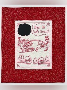 Embroidered Countdown The Days Til Christmas Wall Hanging Homemade Christmas